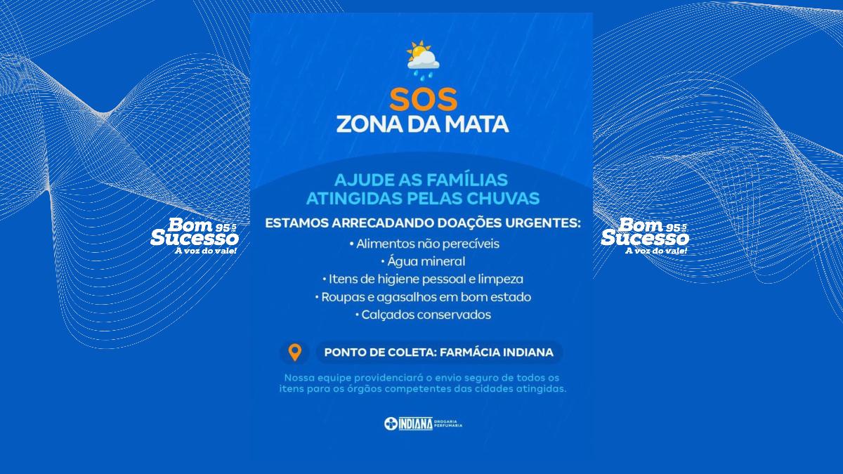 SOS ZONA DA MATA: REDE FARMÁCIA INDIANA INICIA CAMPANHA DE DOAÇÃO PARA VÍTIMAS DAS CHUVAS